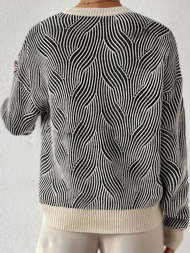 Elowen – Gebreide Trui met Abstracte Print | Stijlvol, Warm & Uniek