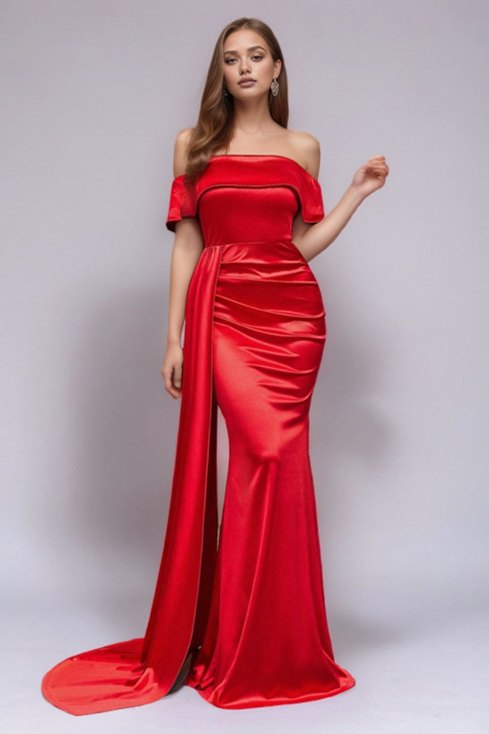 Seraphine - Off-Shoulder Satin Jurk