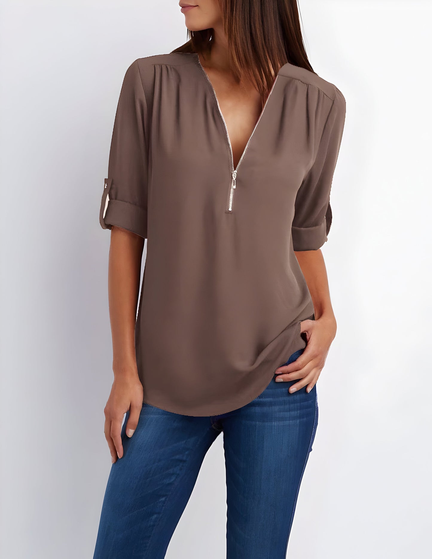 Amaya - Stijlvolle Blouse met Halve Rits