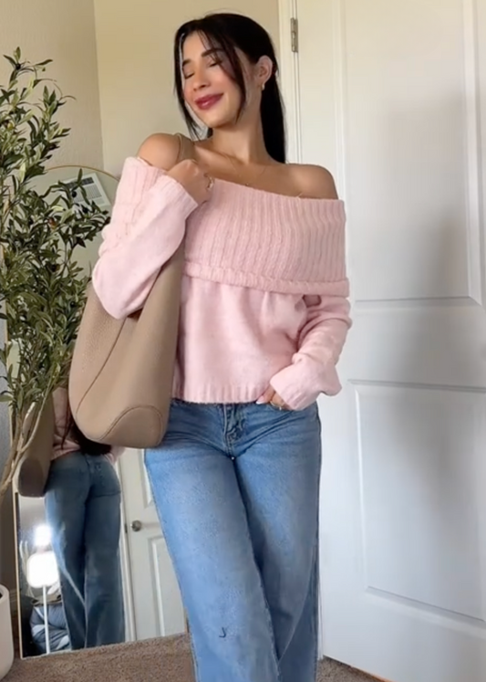 Elena - Off-Shoulder Gebreide Sweater