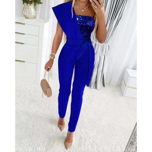 Giorgia - Elegante Glitter Jumpsuit met Strikdetail