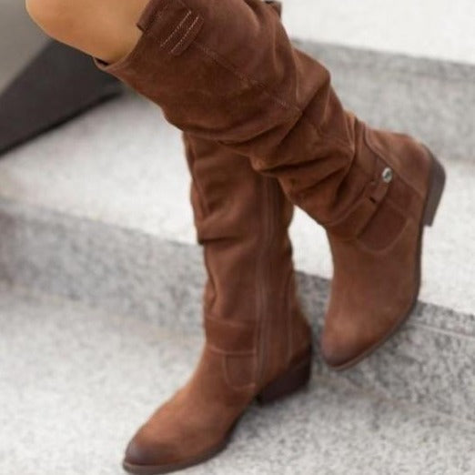 Livia - Trendy Kniehoge Laarzen met Lage Hak