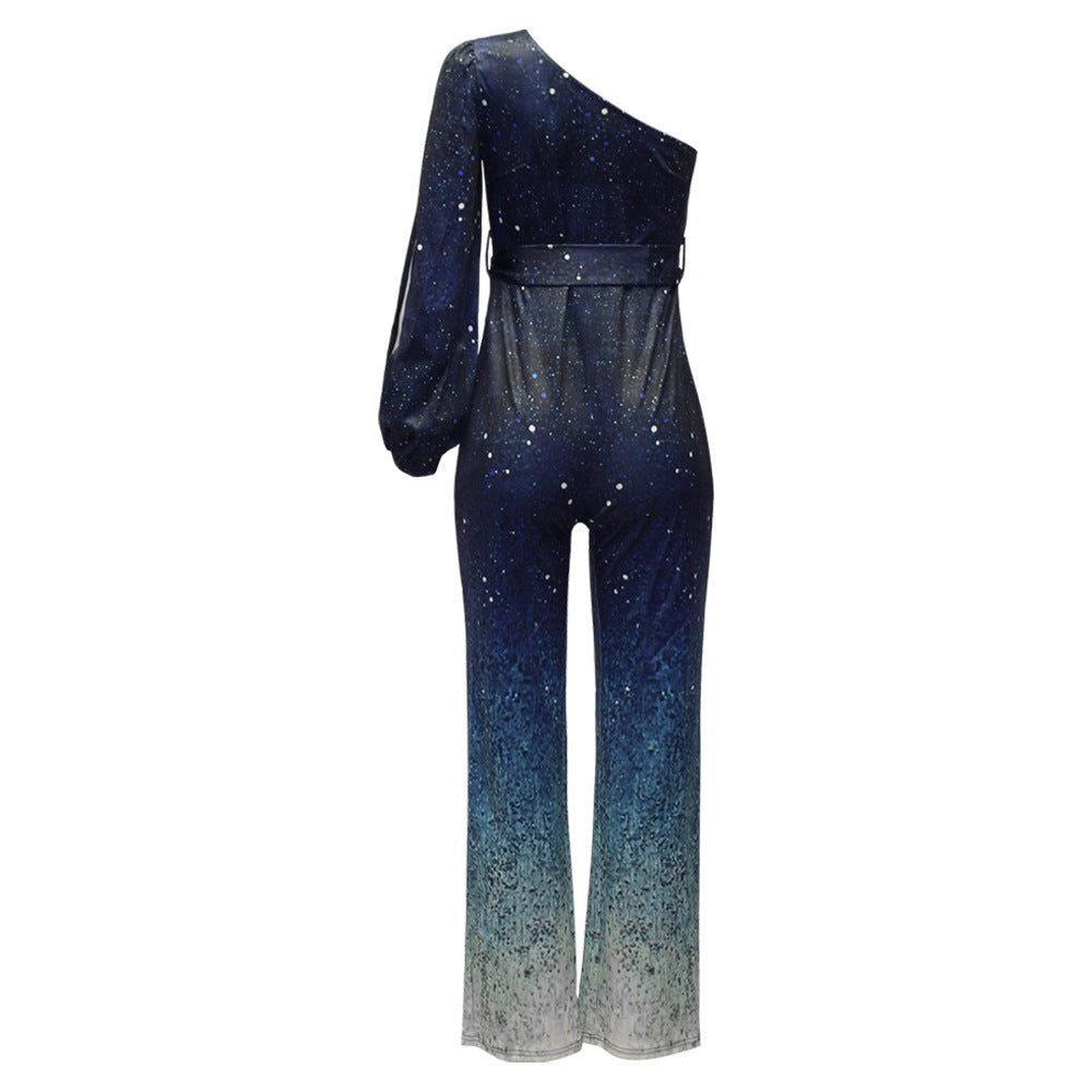 Fayenne - One Shoulder Retro Disco Jumpsuit