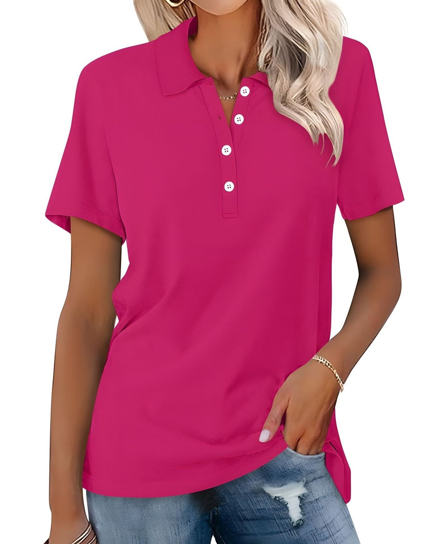 Katoenen Dames Polo Shirt met Ademende Stof – Comfortabele Casual Top voor Elke Dag