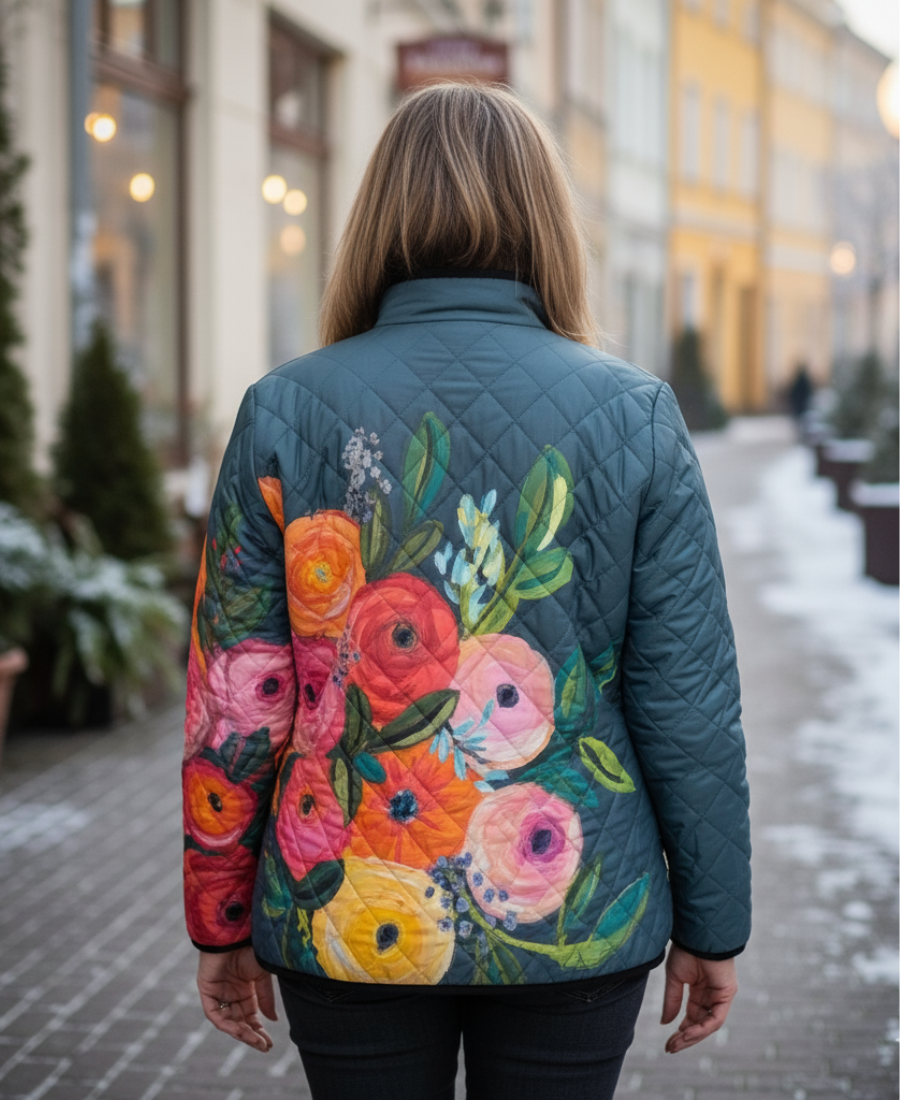 Antonina – Gequilt Jas met Vintage Bloemenpatroon