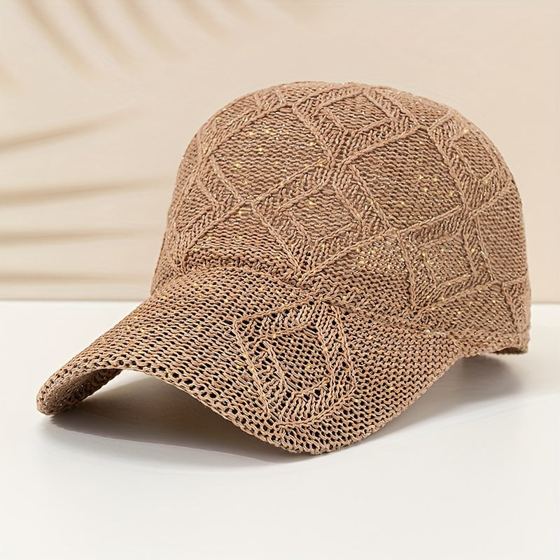 Dames Luxe Gehaakte Baseball Cap – Zwart, Casual Hoofddeksel voor Herfst en Sportactiviteiten