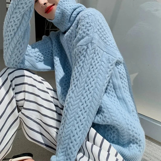 Dames Kabelpatroon Trui van Wol, Zacht & Warm