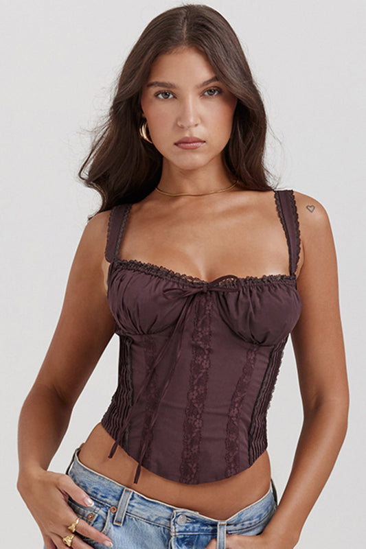 Grazina - Bruine Kant Corset Top