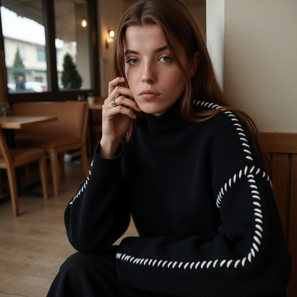 Irene - Pullover met Contraststiksels