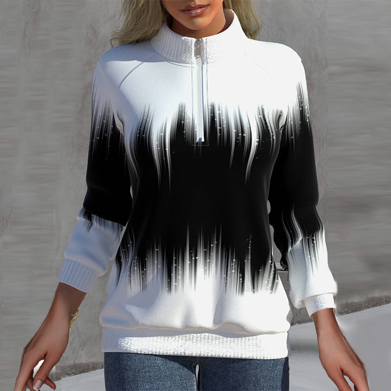 Dames Lange Mouw Sweatshirt met Halfhoge Kraag – Mock Neck, Casual voor Herfst/Winter