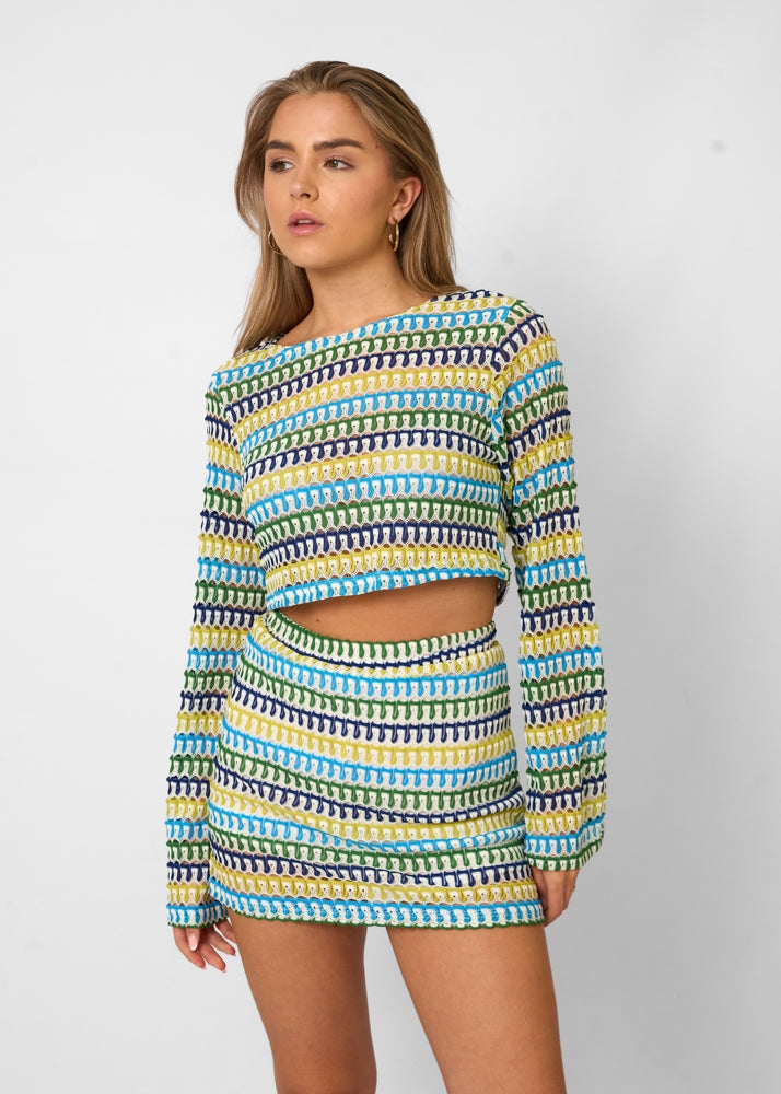 Nora - Trendy Twee-Delige Set met Crop Top en Hoge Taille Minirok