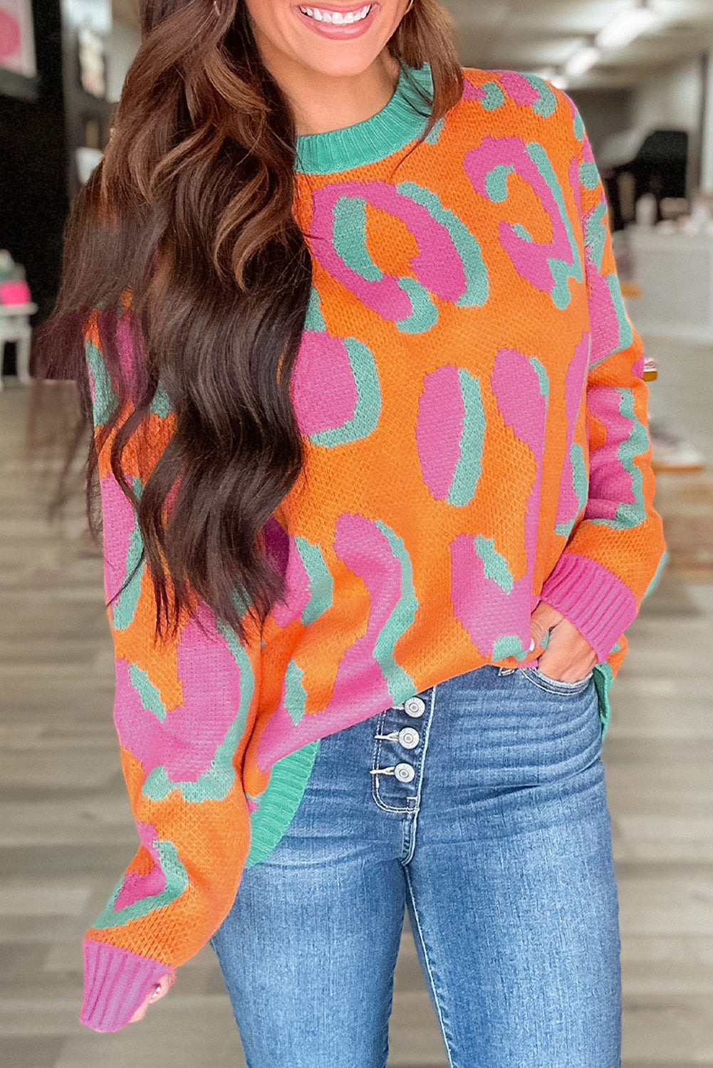 Elouise - Oranje Leopard Pullover