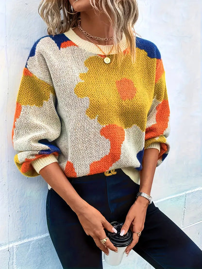 Juliette - Gebreide Trui met Bloemenmotief | Kunstzinnige Stijl en Comfort