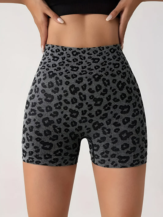 Romy - Trainingsshort met Hoge Taille en Luipaardprint