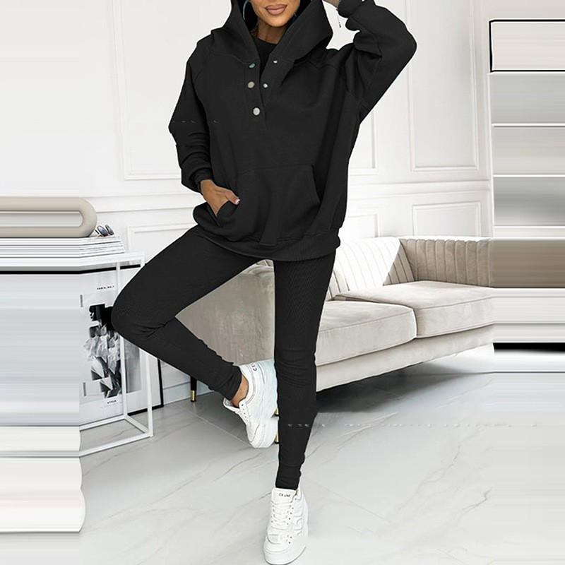 Dames 2-delige Huispak Loungewear Set – Hoodie met Capuchon en Legging, Zachte Stof, Homewear voor Thuis