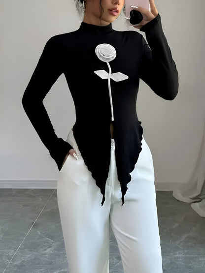 Bay - Elegant T-shirt met Hoge Kraag