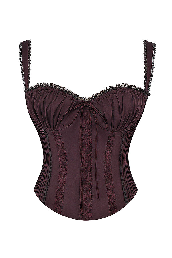 Grazina - Bruine Kant Corset Top