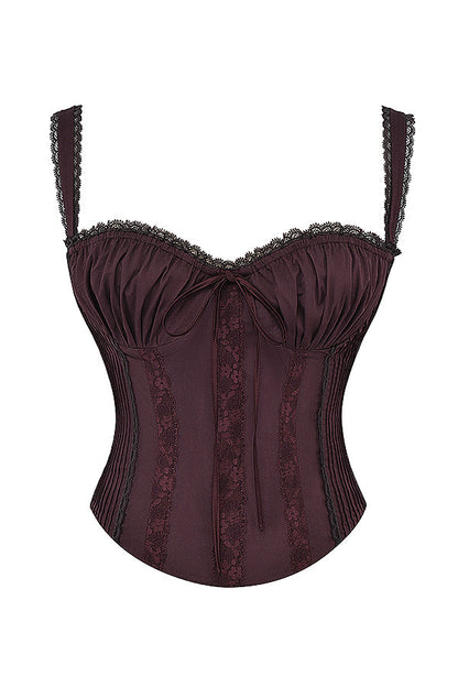Grazina - Bruine Kant Corset Top