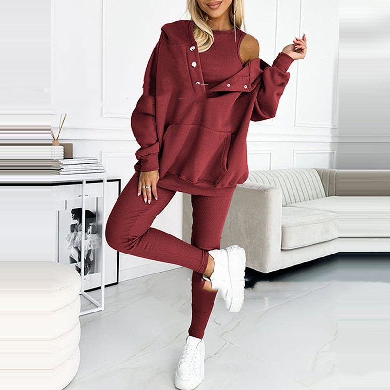 Dames 2-delige Huispak Loungewear Set – Hoodie met Capuchon en Legging, Zachte Stof, Homewear voor Thuis