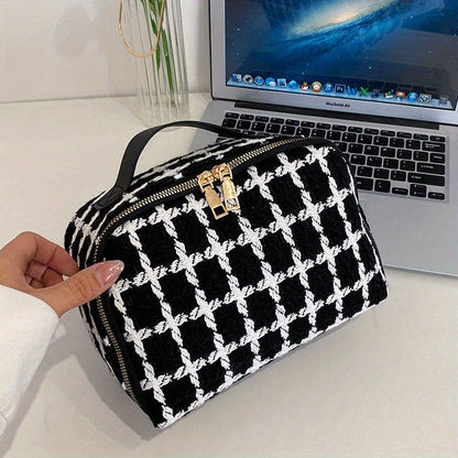 Lieve - Stijlvolle Geruite Reiscosmetica Tas