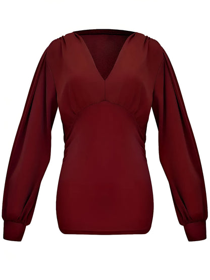 Caylee - Getailleerde Casual Blouse met Lantaarnmouwen