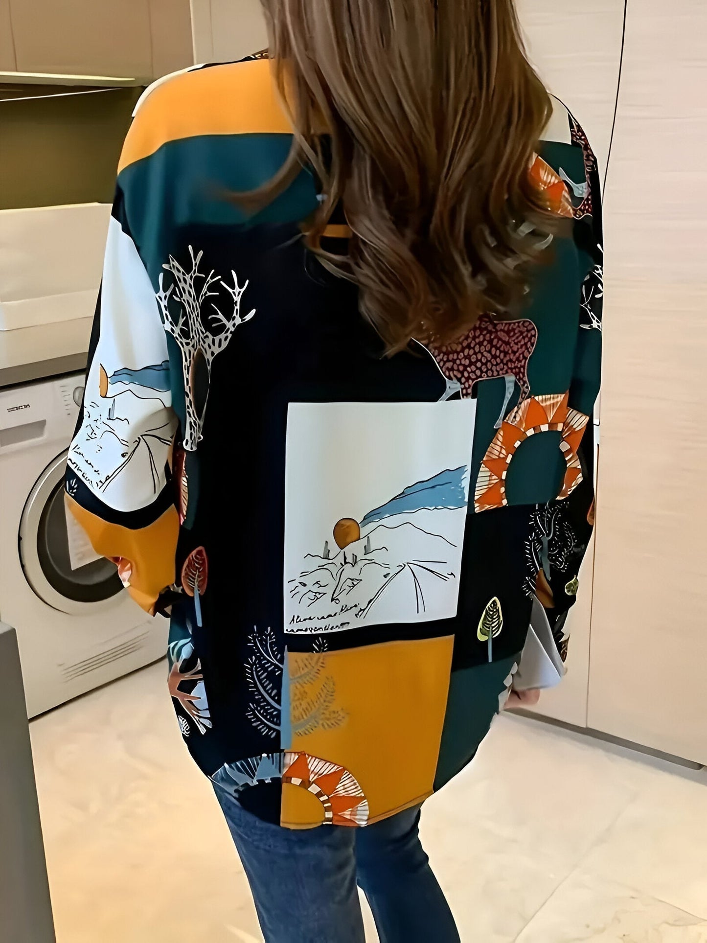 Birdie - Vintage Blouse met Natuurprint