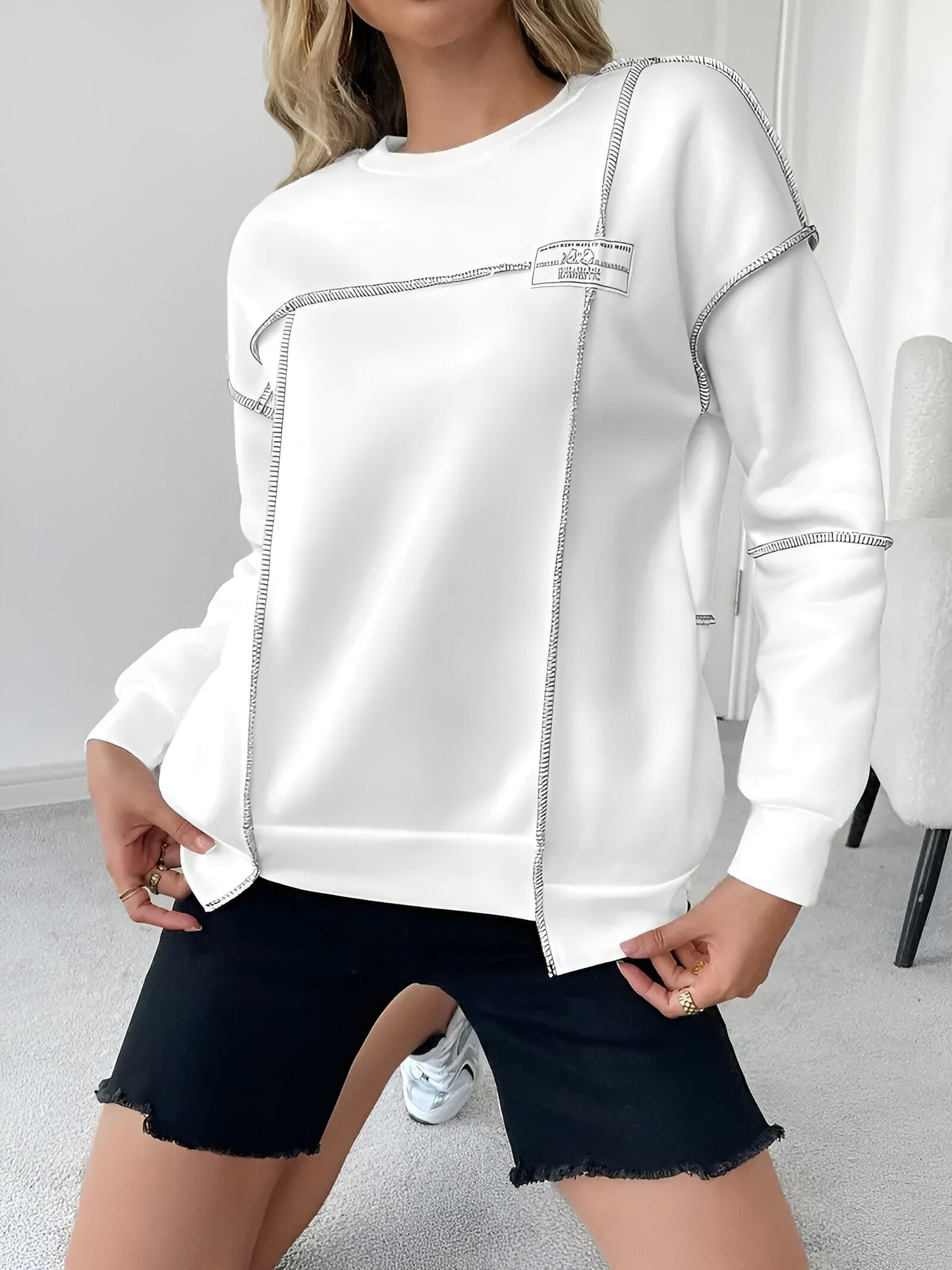 Céline - Asymmetrisch Geribd Sweatshirt met Capuchon