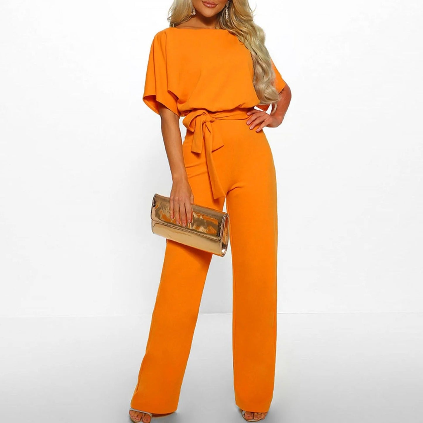 Mirella - Elegante Jumpsuit met Ruches Mouwen & Ceintuur