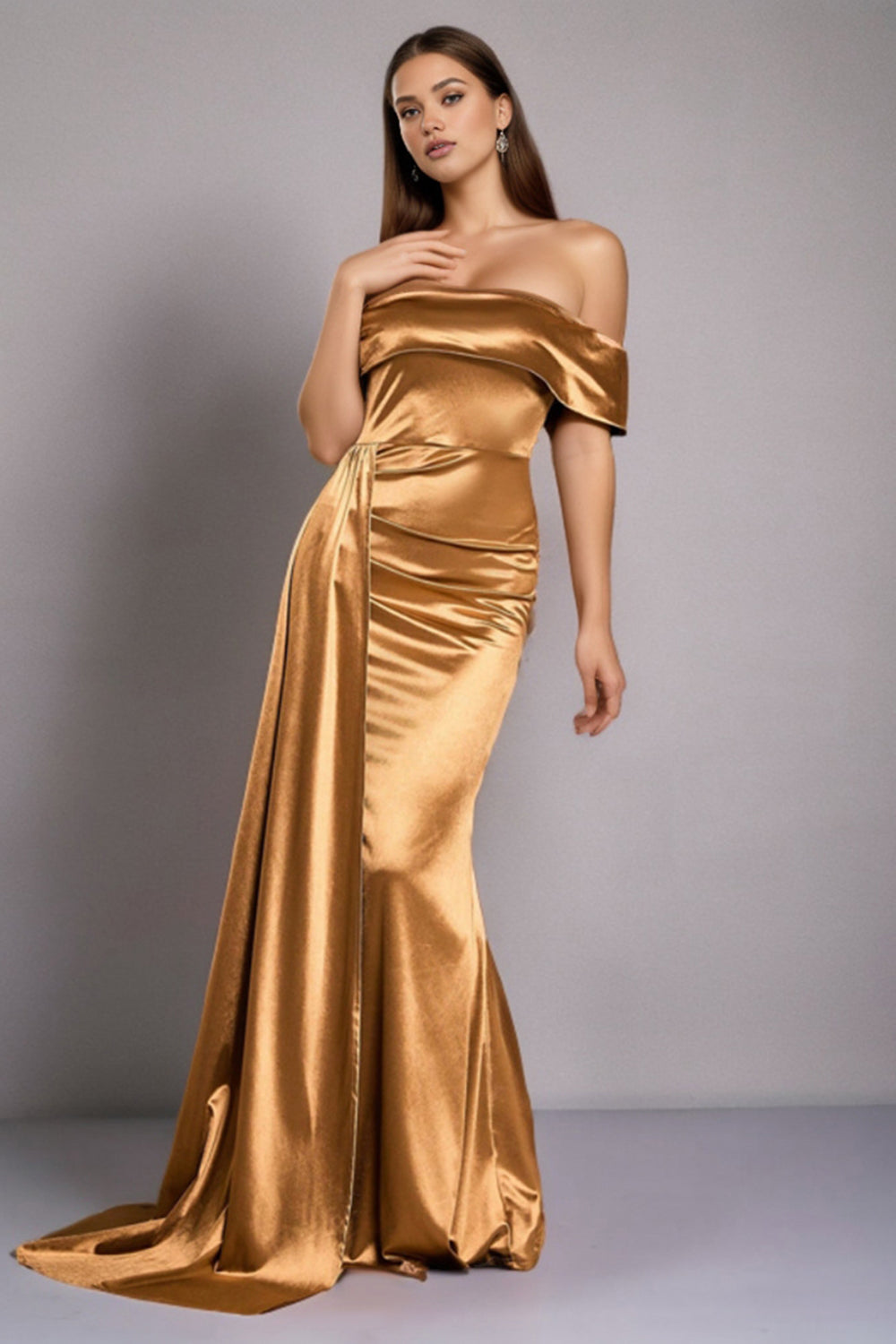 Seraphine - Off-Shoulder Satin Jurk