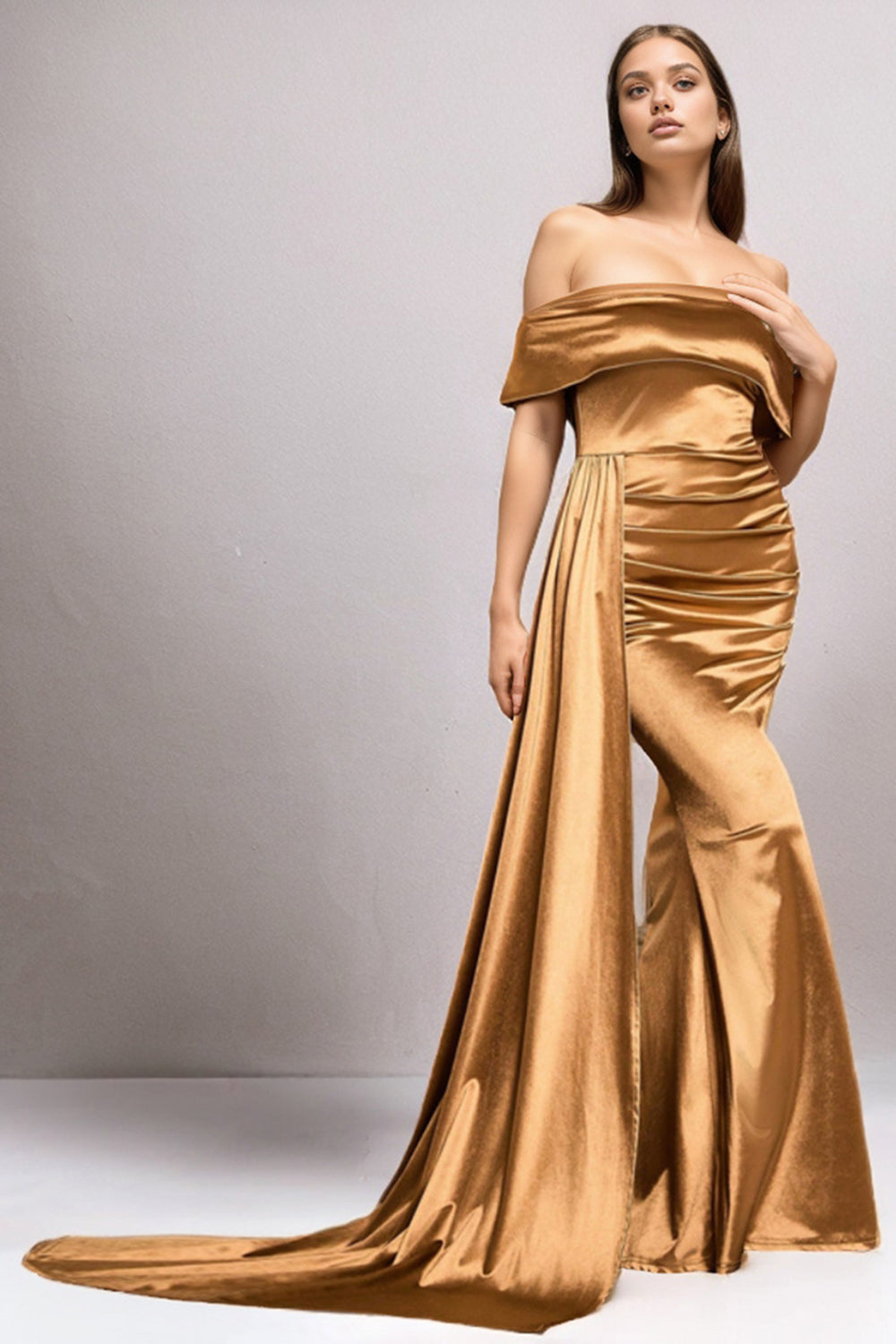 Seraphine - Off-Shoulder Satin Jurk