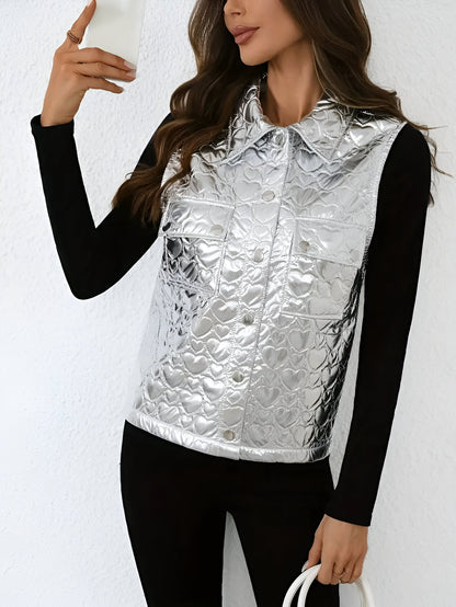 Charlize - Mouwloos Vest met Hartjespatroon