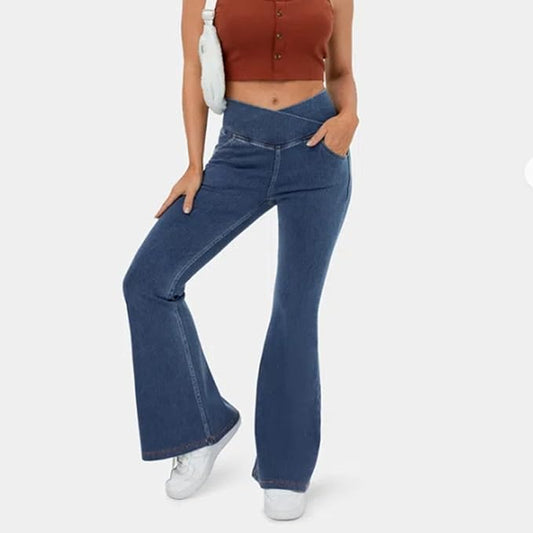 Dames Flatterende Flared Broek – Elastische Mix, Casual en Comfortabel voor Elke Gelegenheid