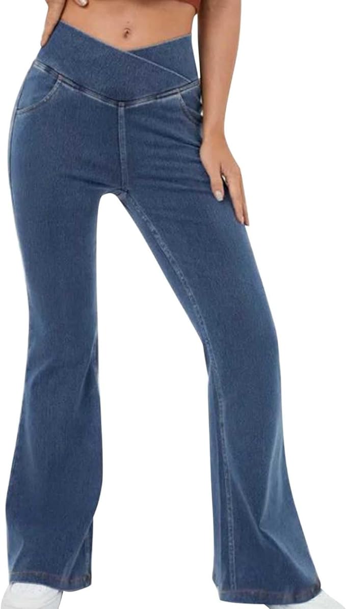 Dames Flatterende Flared Broek – Elastische Mix, Casual en Comfortabel voor Elke Gelegenheid