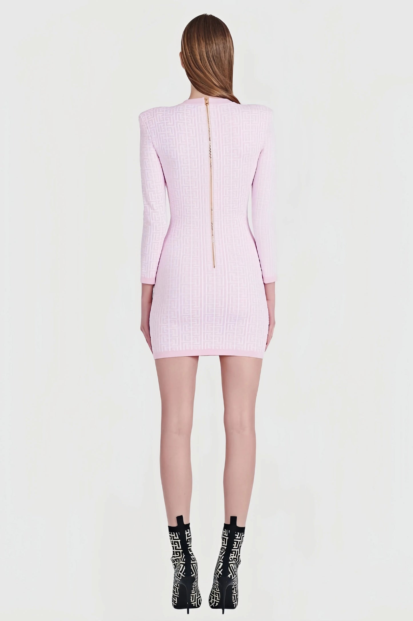 Marit - Gebreide Jurk met Lange Mouwen en Elegante Print