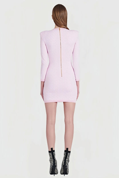 Marit - Gebreide Jurk met Lange Mouwen en Elegante Print