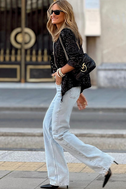 Eline - Zwarte Paillettenjacke