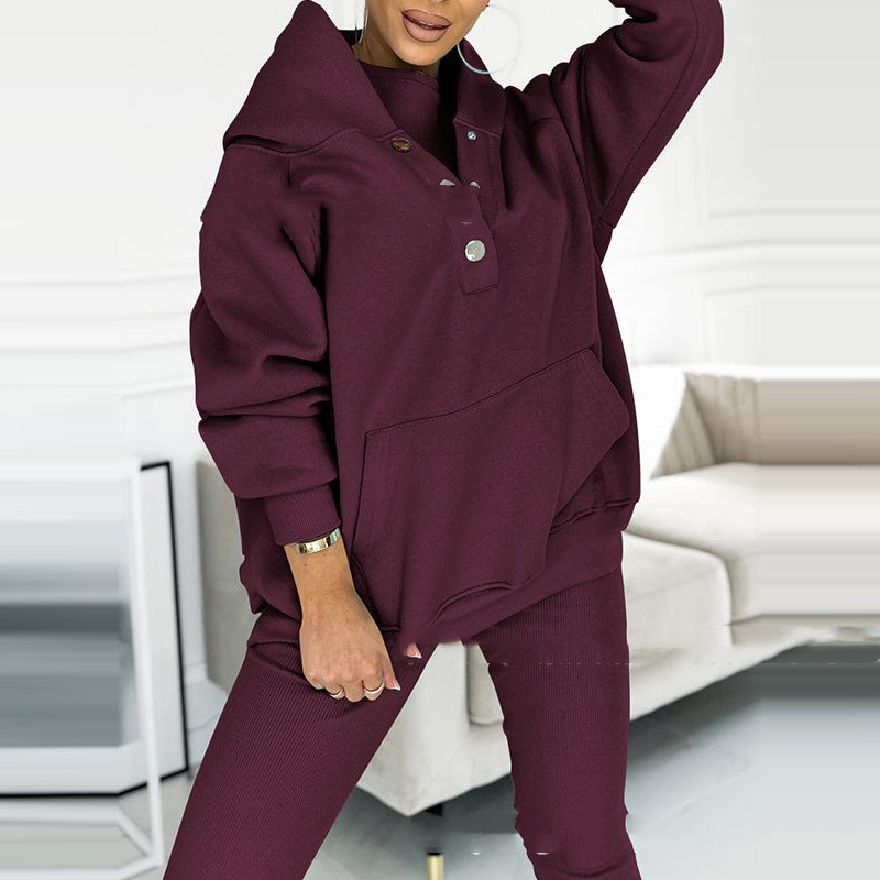 Dames 2-delige Huispak Loungewear Set – Hoodie met Capuchon en Legging, Zachte Stof, Homewear voor Thuis
