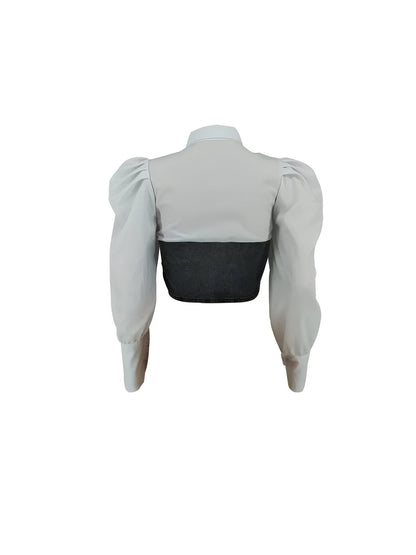 Blue - Denim Look Blouse