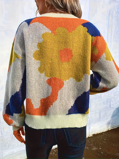 Juliette - Gebreide Trui met Bloemenmotief | Kunstzinnige Stijl en Comfort