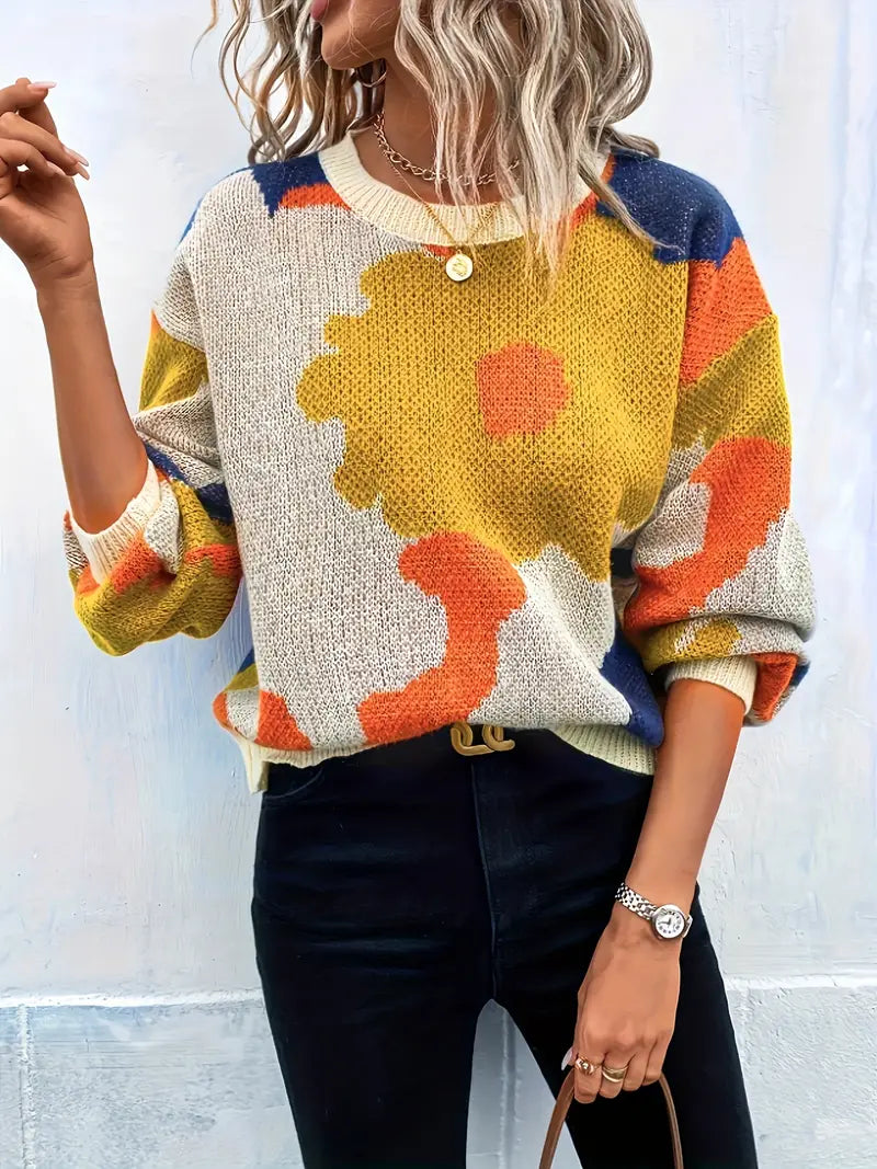 Juliette - Gebreide Trui met Bloemenmotief | Kunstzinnige Stijl en Comfort