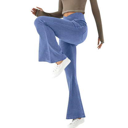 Dames Flatterende Flared Broek – Elastische Mix, Casual en Comfortabel voor Elke Gelegenheid