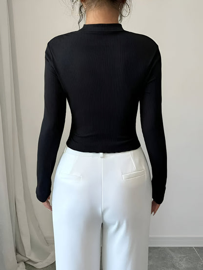 Bay - Elegant T-shirt met Hoge Kraag