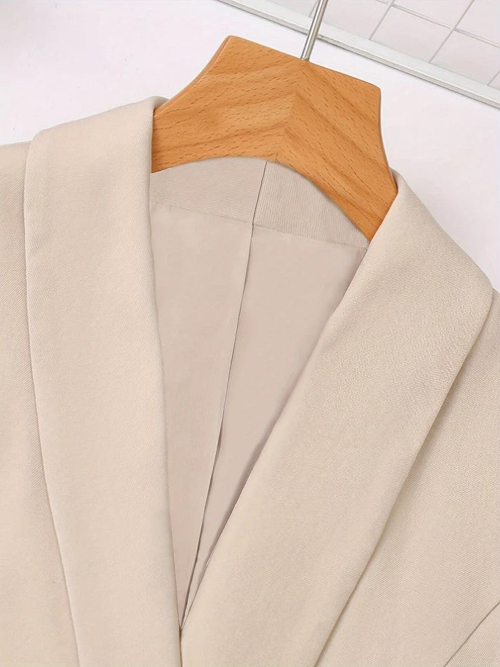 Gisla - Elegante Effen Kleur Tweedelige Blazer Set