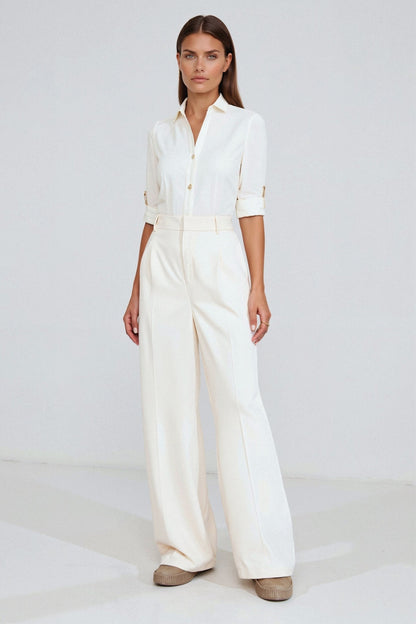 Elegante damesbroek met wijde snit en plooien