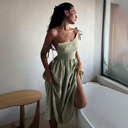 Amara - Elegant Tie-Shoulder Dress