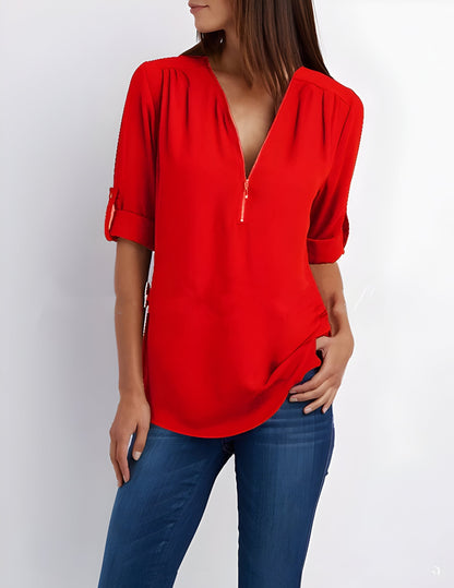 Amaya - Stijlvolle Blouse met Halve Rits