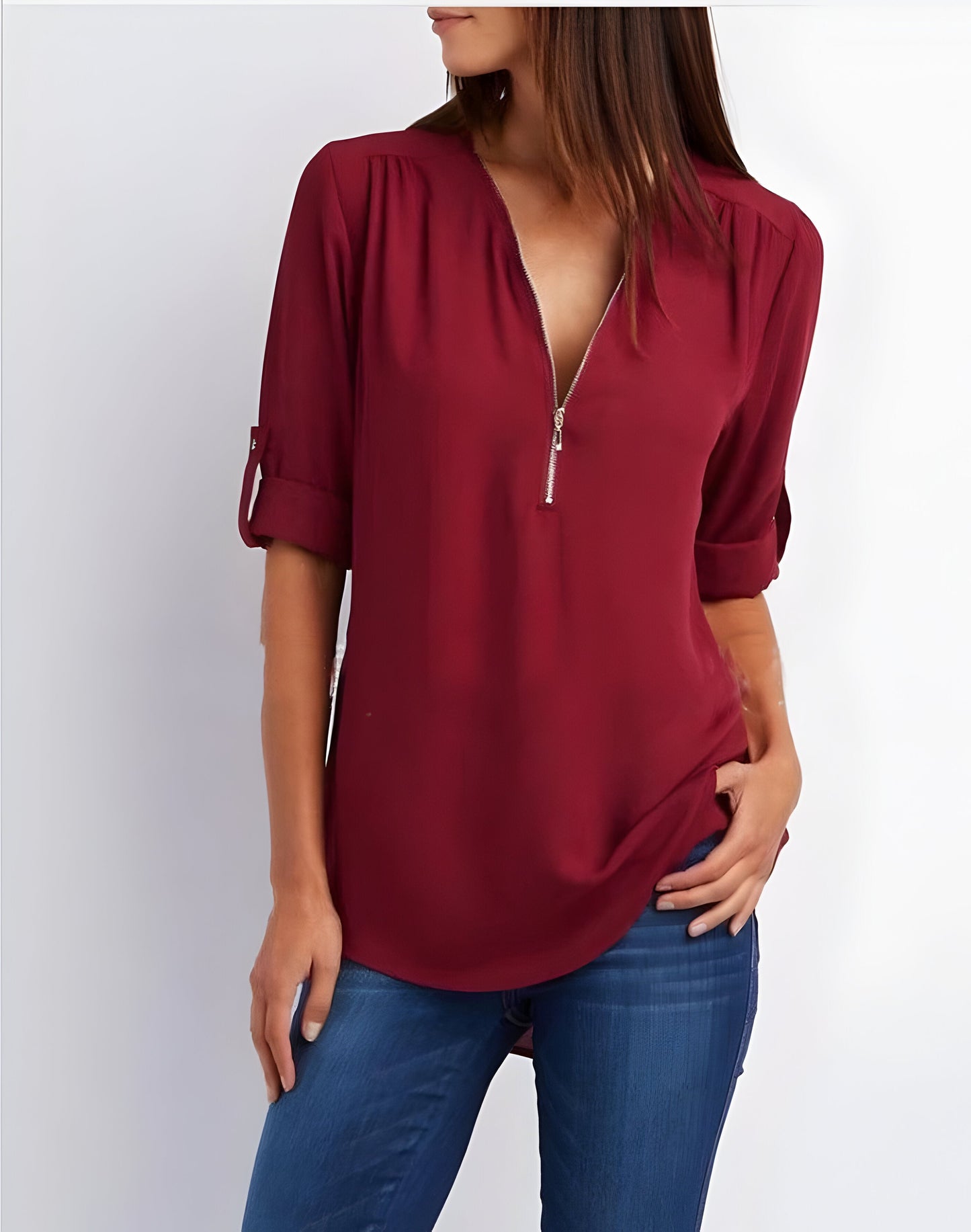 Amaya - Stijlvolle Blouse met Halve Rits