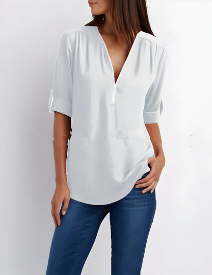 Amaya - Stijlvolle Blouse met Halve Rits