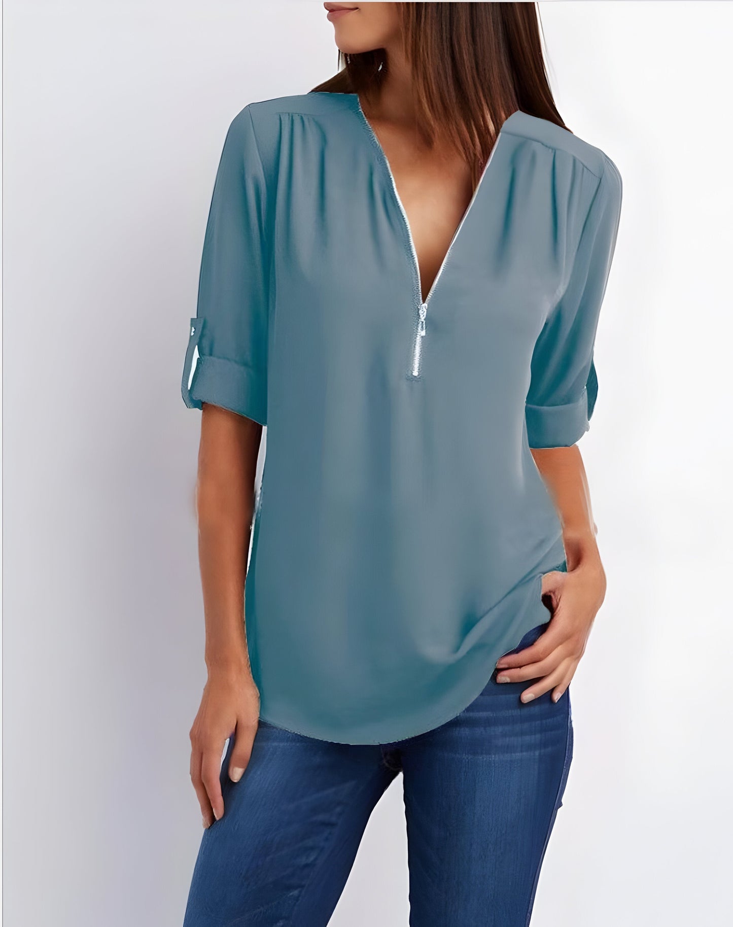 Amaya - Stijlvolle Blouse met Halve Rits