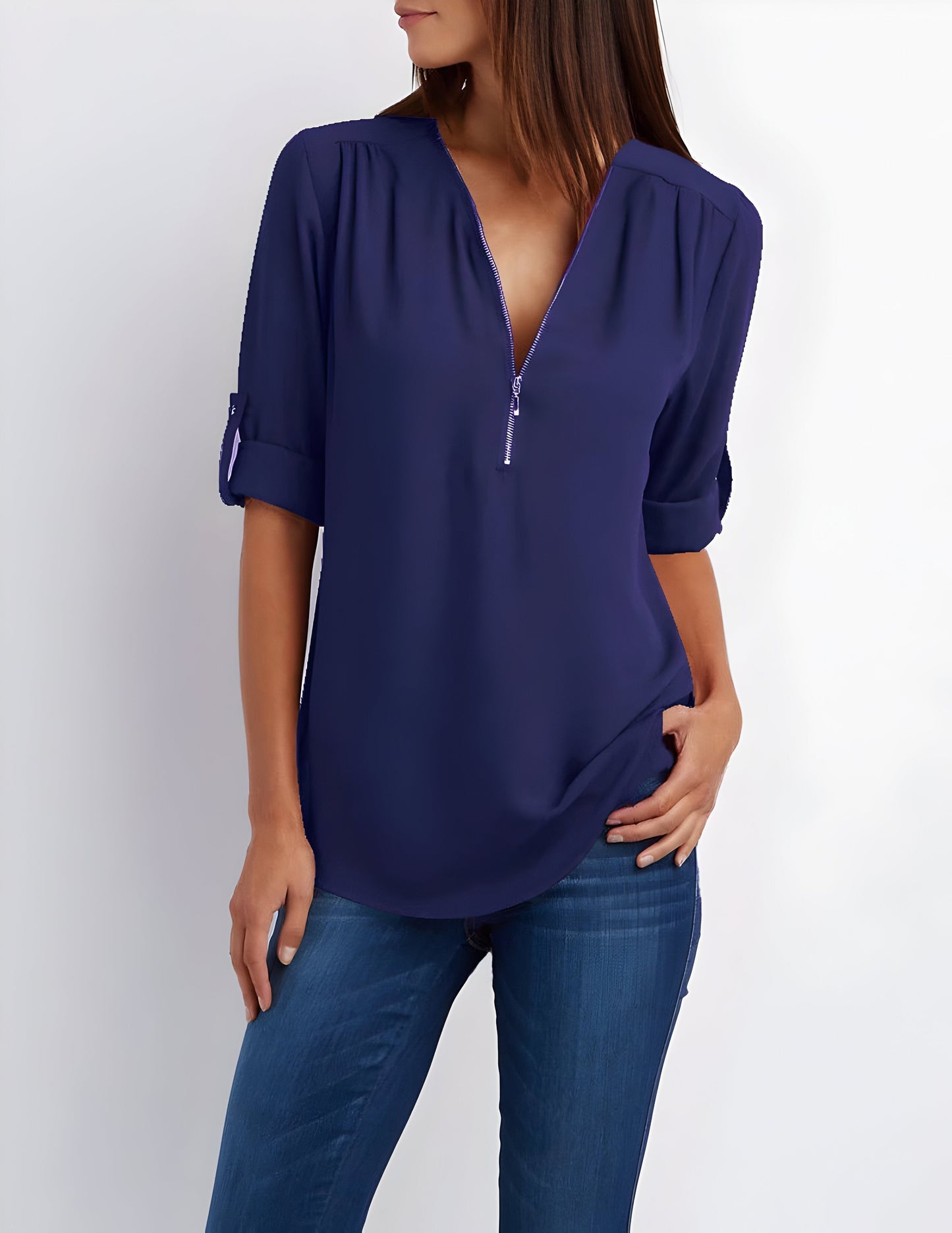 Amaya - Stijlvolle Blouse met Halve Rits